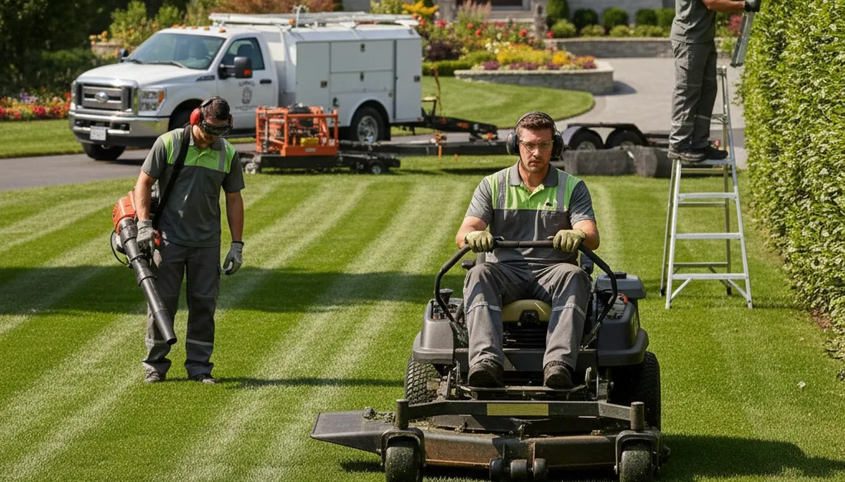 West Palm Beach, FL tree service crew providing professional tree removal and lawn care for residential properties