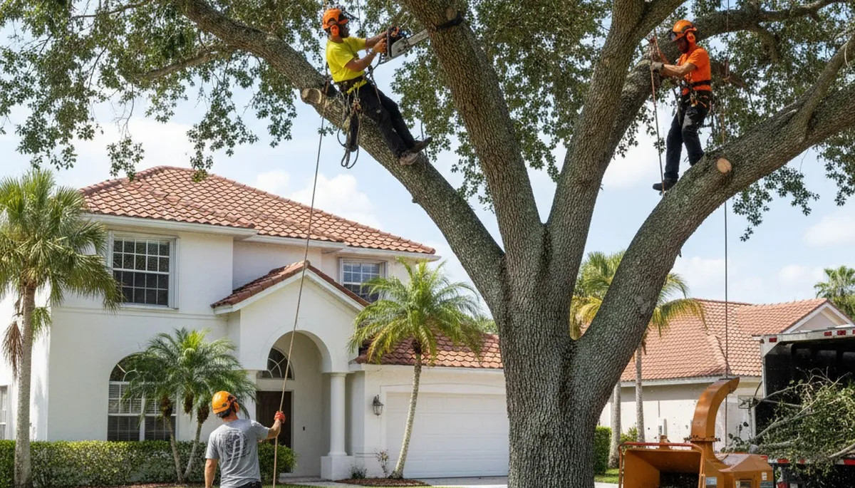 Tree service crew in West Palm Beach, FL providing professional tree removal for homeowners