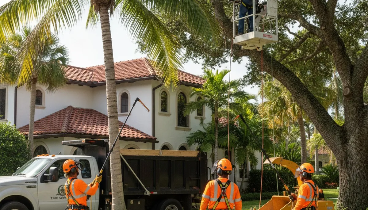 Tree service team in West Palm Beach, FL providing professional tree removal and trimming services