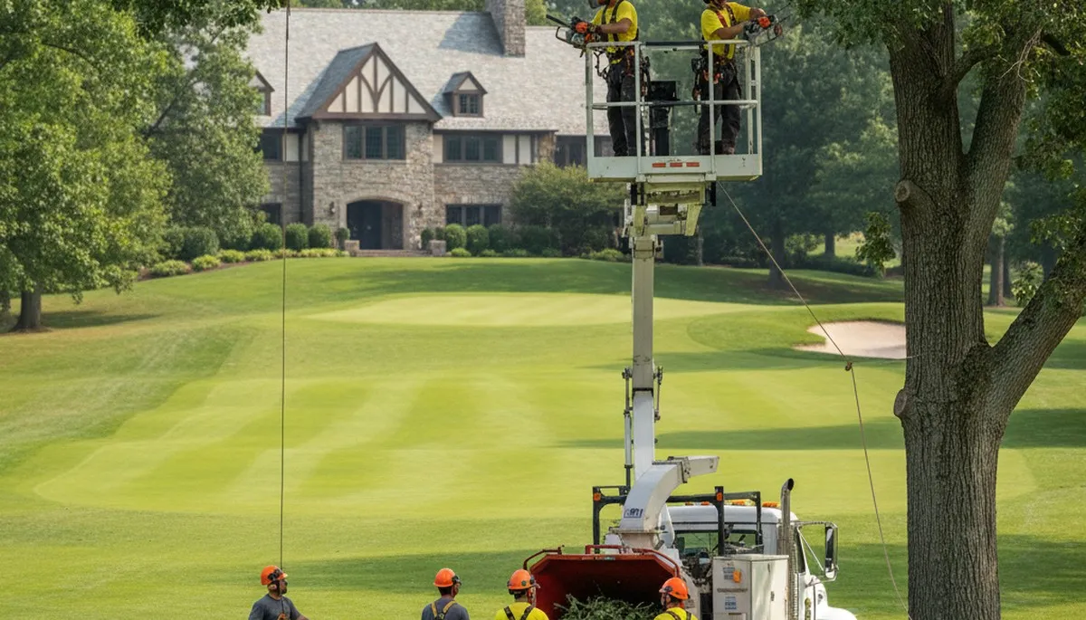 Tree service crew in West Palm Beach, FL providing professional tree removal and trimming services