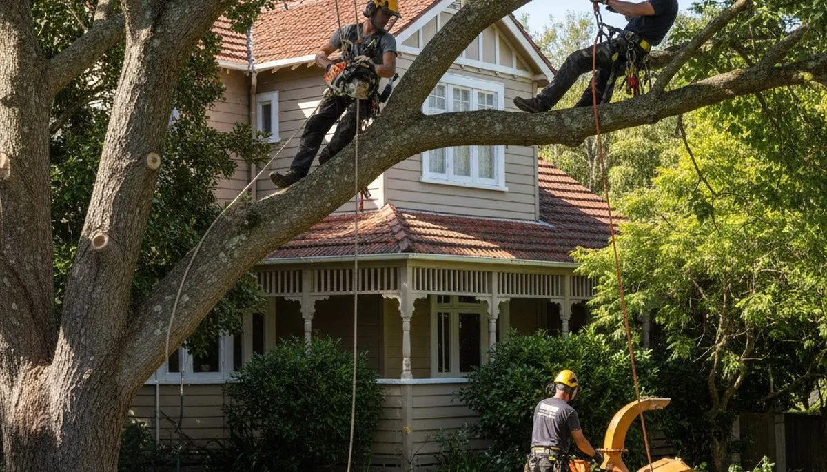 Tree service crew in West Palm Beach, FL providing professional tree removal and trimming services